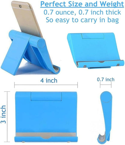 Cell Phone Stand for Desk Foldable Cell Phone Holder Desk Tablet Holder Mobile Phone Dock, Multi-Angle Universal Adjustable Tablet Dock Compatible with Most Cell Phones (Blue)