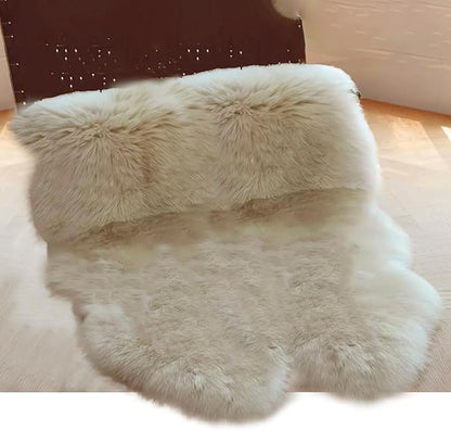 Woolous Sheepskin Rug 4x6 ft - Large Genuine New Zealand Lambskin Wool Quad Pelt Sheep Skin Fur Throw Area Rug for Nursery, Bedroom, and Living Room Decor (Linen)