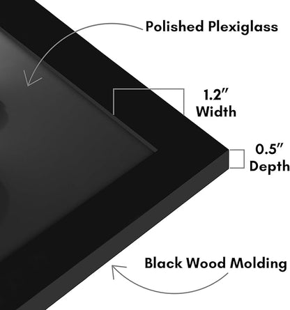 Americanflat 15x22 Picture Frame with Polished Plexiglass - Black Picture Frame - Wide Photo Frames Made of Engineered Wood for Vertical or Horizontal Wall Display - Epic Collection - Black