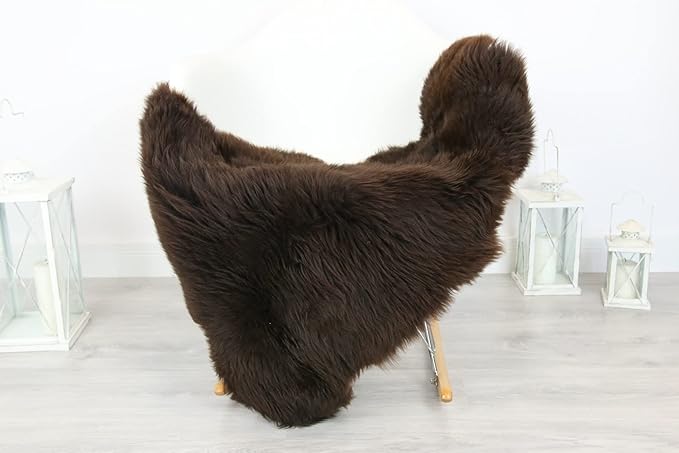 HUAHOO Premium Genuine Sheepskin Rug Brown Real Australia Sheepskin Natural Luxury Fluffy Lambskin Fur Area Rug Seat Covers for Kids Bedroom Sofa Chair Cover Pets Dogs Mat Double Pelt/2' x 3' Brown