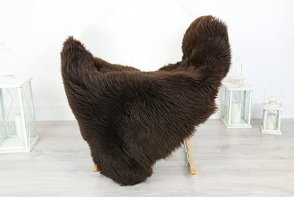 HUAHOO Premium Genuine Sheepskin Rug Brown Real Australia Sheepskin Natural Luxury Fluffy Lambskin Fur Area Rug Seat Covers for Kids Bedroom Sofa Chair Cover Pets Dogs Mat Double Pelt/2' x 3' Brown