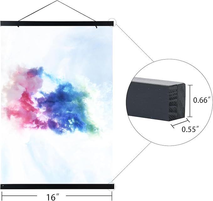 Medog Magnetic Poster Hanger Frame, 16x20 16x24 16x22 16x16 Poster Frame,For Magnet Canvas Print Poster Hanging Kit,Black,1 Pack