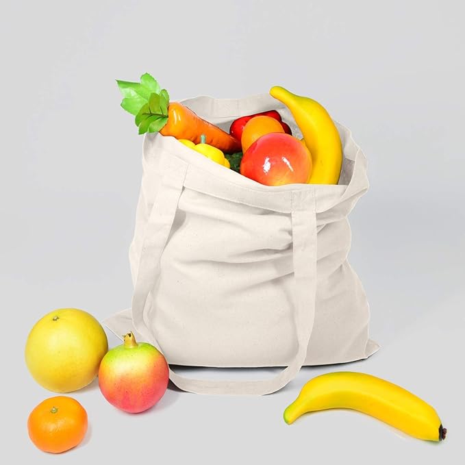 NPBAG 5 | 15 | 25 | 50 Pack 15'' X 16'' Natural Cotton Tote Bags, Lightweight Blank Bulk Cloth bags with 1pc of PTFE Teflon Sheet (15-Pack)
