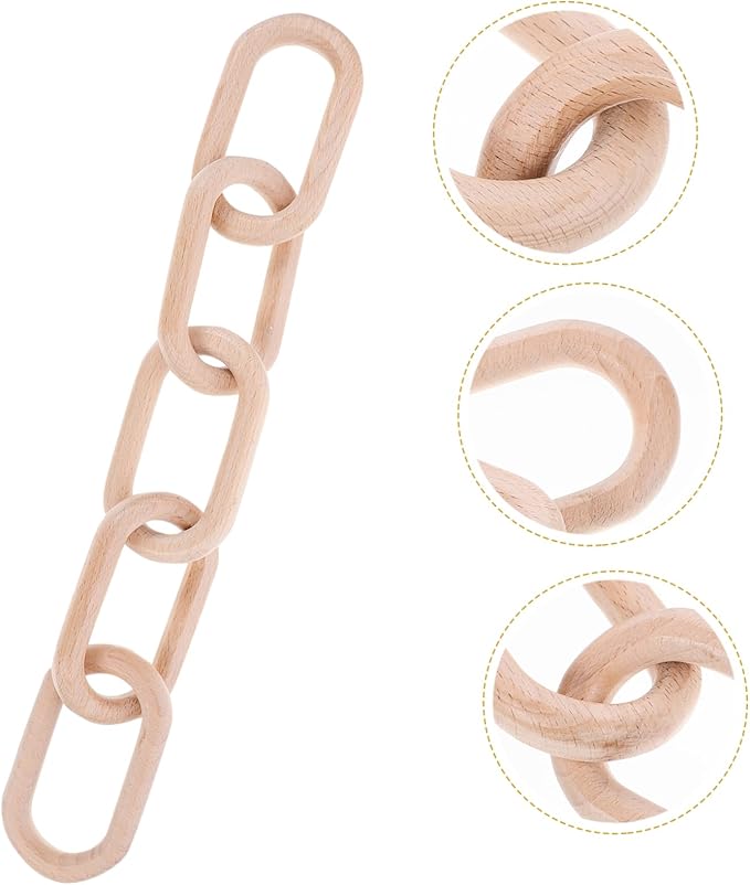 SHINEOFI Wood Chain Link Decor Minimalist Ornament for Decoration Rustic Pine Design for Shelves and Dining Tables Unique Interlocking Knot Style