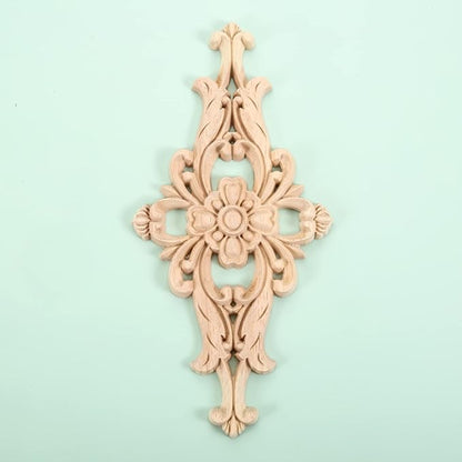 MUXSAM Wood Carved Appliques Furniture Decorative Onlays, 2Pcs Unpainted DIY Center Carving Decal for Door Wall Ceiling Cabinet Dresser Mirror Bed Mantel Bench Decoration, 20x10cm/7.8"x3.94"