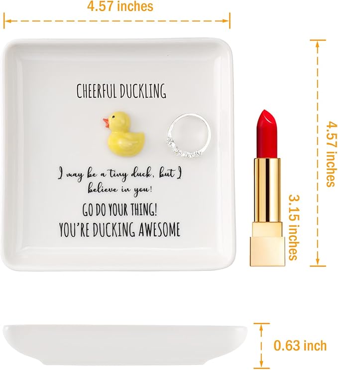 HOME SMILE Duck Ring Dish Tray-Birthday Gifts for Women Friends Mothers Day Graduation Teacher Appreciation Retirement Christmas,Cheer Up Support-You're Ducking Awesome,Stocking stuffers under 10