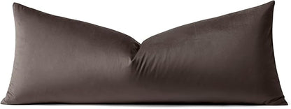 Artscope Luxury Velvet Lumbar Pillow Cover Super Soft Decorative Rectangle Pillowcases Soft Solid Cushion Cases for Couch Sofa Bedroom Car Decor 14x36 Inch Chocolate Brown