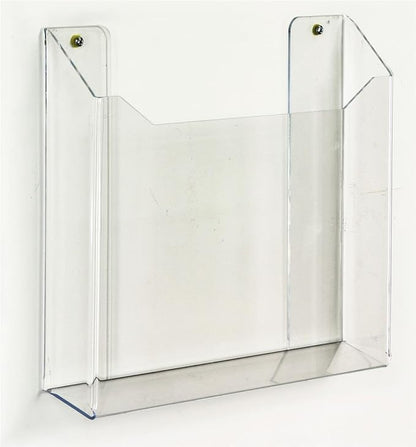 Single Pocket, Clear Acrylic, Wall Mounted Newspaper Display Rack, Frameless Design, Polished Edges, Includes Mounting Hardware, 13-3/8 x 11-1/2 x 2-1/4-Inch - Sold in A Set of 2
