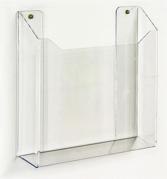 Single Pocket, Clear Acrylic, Wall Mounted Newspaper Display Rack, Frameless Design, Polished Edges, Includes Mounting Hardware, 13-3/8 x 11-1/2 x 2-1/4-Inch - Sold in A Set of 2