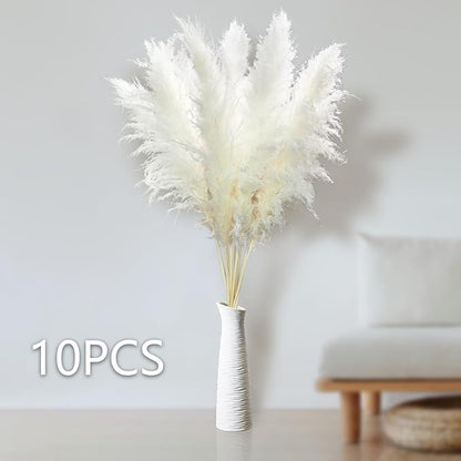 10pcs 46'' White Pampas Grass Tall Decor - Pompas Floral, Tall Pampas Grass for Floor Vases, Living Room Floor, Floor Plants, Plumas para, and Grass Wall Decor