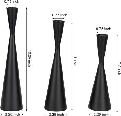 Vixdonos Taper Candlestick Holders Metal Candle Holders Set of 3 Table Decorative Candle Stand for Wedding, Dinning, Party,Home Decor (Matte Black)