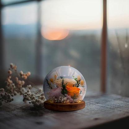 Eternal Flowers for Decoration: Preserved Flowers in Glass Dome, Unique Forever Flowers Gift for Her BBF – Perfect Decorative Flowers for Home Décor - Flowers for Delivery Prime (Champagne)