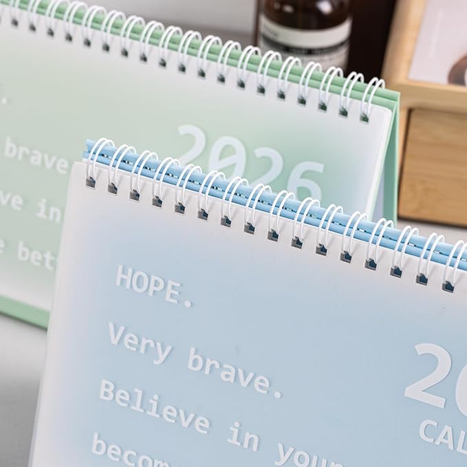 2026 Mini Desk Calendar Monthly Wirebound Calendar 8.3" x 5.2" - Green (Oct. 2025 to Dec. 2026)