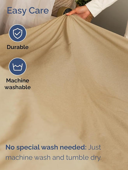 Extra Deep Twin Sheet Set - 4 Piece Breathable and Cooling Sheets - Hotel Luxury Bed Sheets Set - Easy Fit - Soft, Wrinkle Free and Comfy Sheets Set - Heathered Tan Sheet Set with Extra Deep Pockets