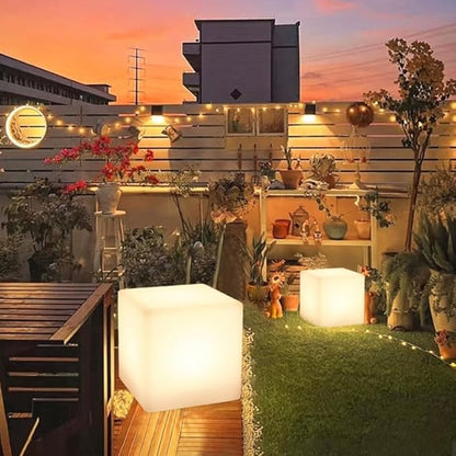 20-in LED Cube Chair, Cordless Rechargeable LED Cube Light Table, 16 Colors Glowing Light Up Cubes, Waterproof Glow Cubes Floor Lamp, Dimmable Cosmic Tesseract Mood Lamp for Bedroom Patio Garden Party