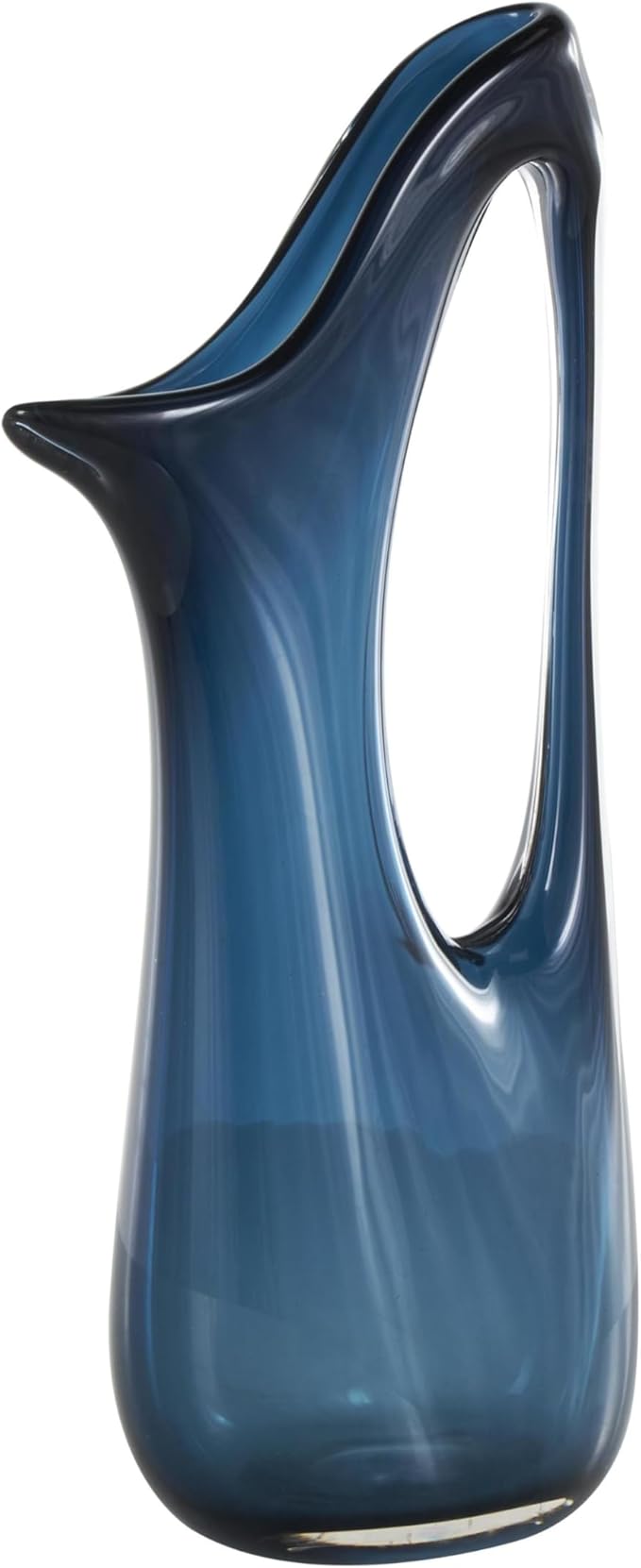 Deco 79 Glass Abstract Decorative Vase Ombre Centerpiece Vase with Cutout Handle and Elongated Opening, Flower Vase for Home Decoration 10" x 5" x 21", Blue