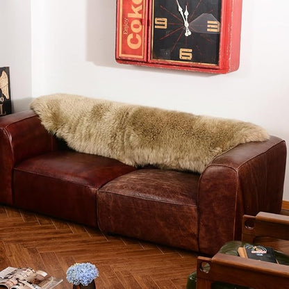 LLB Genuine Sheepskin Area Rug Wool Rug Fur Carpet Fluffy Shaggy Fur Rug for Living Room Kids Bedroom Real Sheepskin Throw Lambskin Rugs Sofa Mat Chair Seat Covers (Tan, 2 x 6 ft Sheepskin)