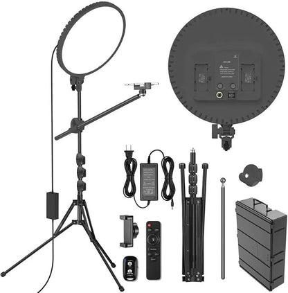 Ring Light 55W 6500K Full-Screen Selfie Light Ring with Tripod Stand, 360 Phone Holder,Remote Controller,Box,Professional Big Ring Light for Live Stream, YouTube, TikTok, Makeup, Video, (Black, 13)