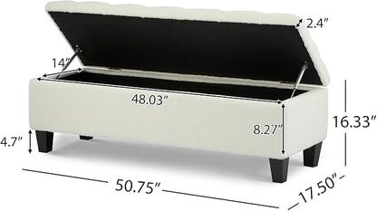 Ottoman Bench with Storage, Beige