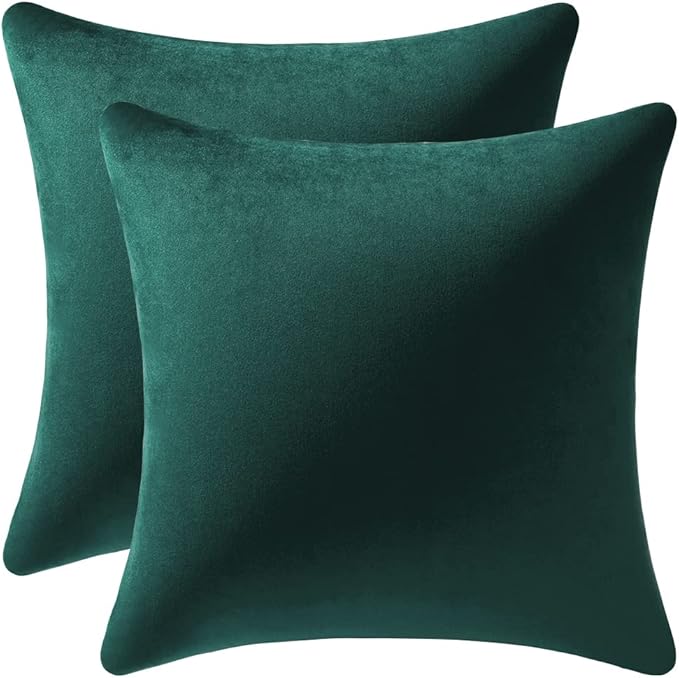 Decorative Pillow Covers 24x24 Green Christmas: 2 Pack Cozy Soft Velvet Square Throw Pillow Cases for Farmhouse Home Decor