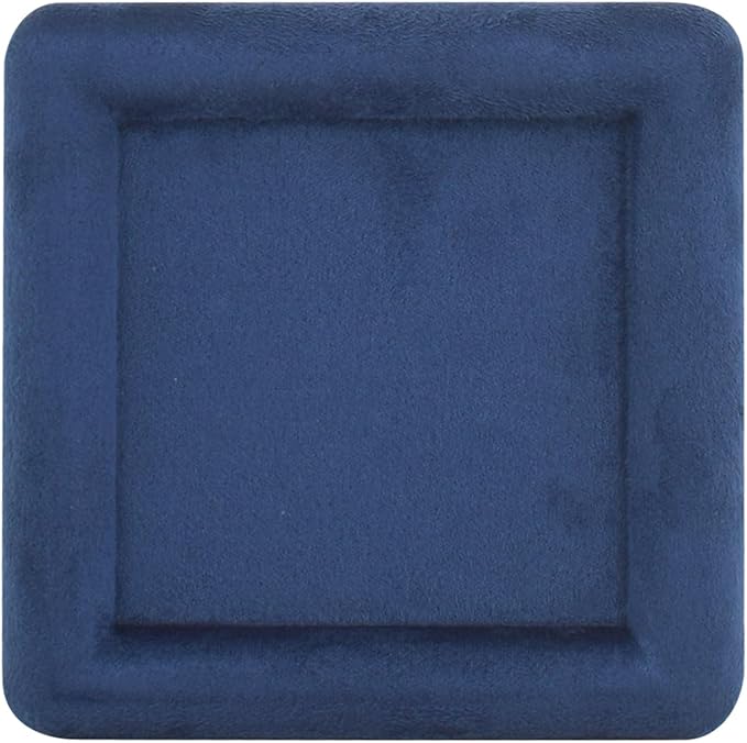 Black Velvet Jewelry Display Tray, Luxury Velvet Ring Holder Showcase for Necklaces Earrings, Jewelry Store Display and Ecommerce Photography Prop, 4.72x4.72 Inches (Blue)