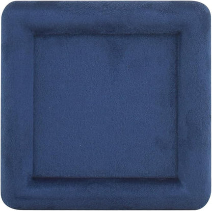 Black Velvet Jewelry Display Tray, Luxury Velvet Ring Holder Showcase for Necklaces Earrings, Jewelry Store Display and Ecommerce Photography Prop, 4.72x4.72 Inches (Blue)