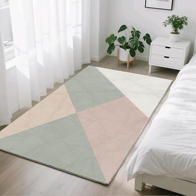 Modern Marble Rug - 5x6 Area Rug, Minimalist Marble Area Rugs, Abstract Luxury Carpet, Washable & Non Slip & Soft Rugs Home Decor