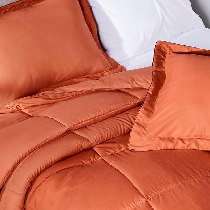 PeachSkinSheets Night Sweats: The Original 1500TC Soft Super Twin/XL Twin Oversized Comforter Set Pumpkin Spice