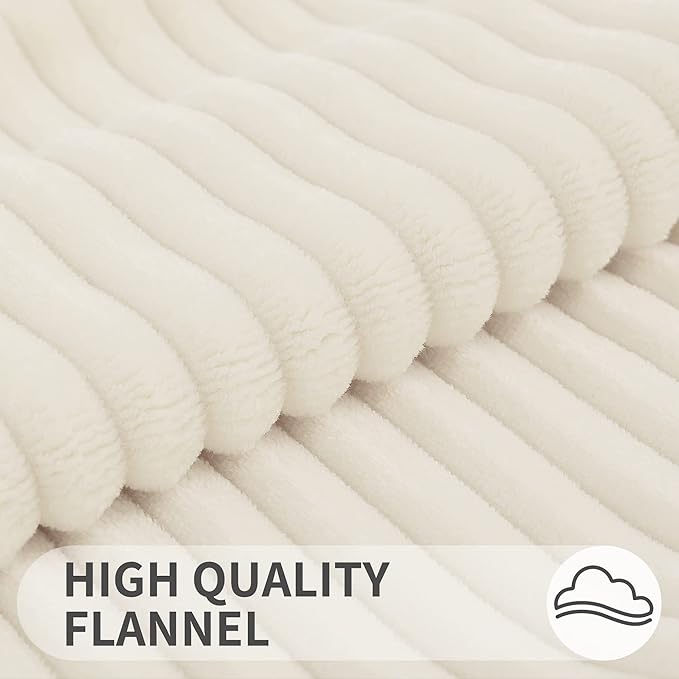 Simmore Decorative Spring Throw Pillow Covers 16x16 Set of 2, Soft Natural Plush Flannel Double-Sided Fluffy Couch Pillow Covers for Sofa Living Room, Cream White
