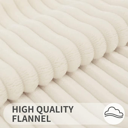Simmore Decorative Spring Throw Pillow Covers 12x20 Set of 2, Soft Natural Plush Flannel Double-Sided Fluffy Lumbar Pillow Covers for Couch Sofa Living Room, Cream White