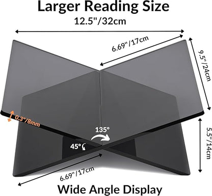Honygebia Black Acrylic Book Stands - Cross Frame Acrylic Book Holder, Open Bookstand for Display and Reading, Suitable for Art, Bible, Cookbook, Easel, Magazine, Textbooks 12.5" x 9.5" x 5.5"