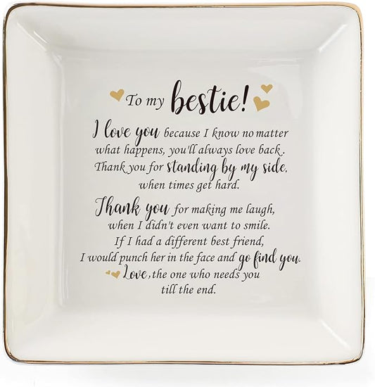 HOME SMILE Ceramic Ring Dish Jewelry Tray for Mom Sister Friends