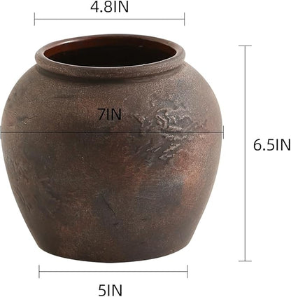 Farmhouse Vase for Home Decor, Vintage Rustic Terracotta Flower Vase Suitable for Home Decor, Living Room, Shelf, Dining Table. ZSHLXM