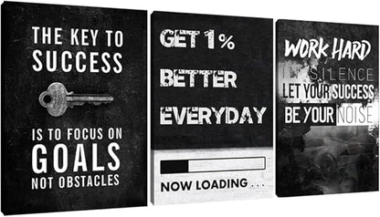 Yetaryy Motivational Poster Inspirational Wall Art 3 Pieces Canvas Painting Lion Artwork for Living Room Office Modern Home Decor Prints Pictures Wall Decor Framed Ready to Hang [60''Wx 28''H]