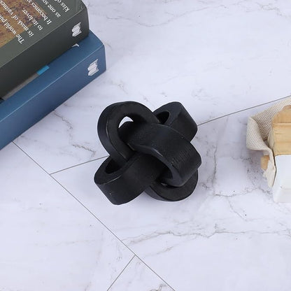 Wood Knot Decor Farmhouse Wood Chain Link Ornaments Accents Wood Art Crafts Decorative Chain Knot Decor Modern Home Accessories for Coffee Table Tiered Tray Boho Bookshelf Decor