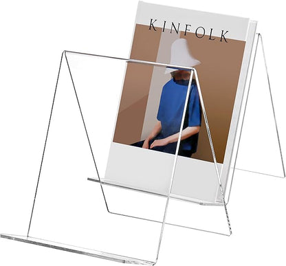 SANRUI 2 Pack 10 Inch Acrylic Book Display Stand, A4 Clear Easel Base Holder, Vinyl Record Display Rack for Home Office Album, CD, Magazine, Postcard, Picture, Plate, LP Cover, Artworks, Phone, Tablet