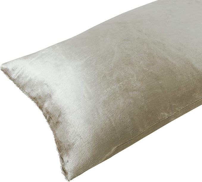 GIGIZAZA Beige Velvet Pillow Covers: Pack of 2 Lumbar Throw Pillows Soft Solid Covers - Decorative 12x20 Modern Couch Small Cushion Covers,Living Room,Bedroom,Sofa