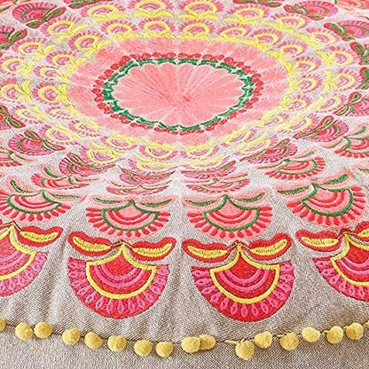 Yoga Décor Floor Cushion Cover Red Moroccan Seating Area Boho Floor Pillow Accent Your Living Room, Bedroom, Nursary or Kids Room Bedroom Décor Pouf Ottoman Stool Footstool Cotton 24x8 Unstuffed