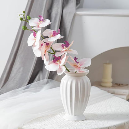 Anding Ceramic Decorative Vase White Flowers Pampas Grass Vase Boho Modern Home Decor Clay Flowerpot (A526 White)