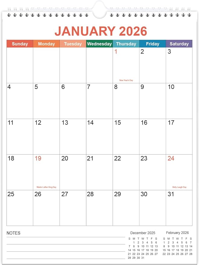 2026 Calendar - Wall Calendar 2026-2027 from January 2026 - June 2027, 18 Months Calendar with Twin-Wire Binding & Hanging Hook, 8.5" x 11", Vertical Calendar, Colorful