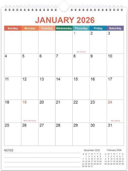 2026 Calendar - Wall Calendar 2026-2027 from January 2026 - June 2027, 18 Months Calendar with Twin-Wire Binding & Hanging Hook, 8.5" x 11", Vertical Calendar, Colorful