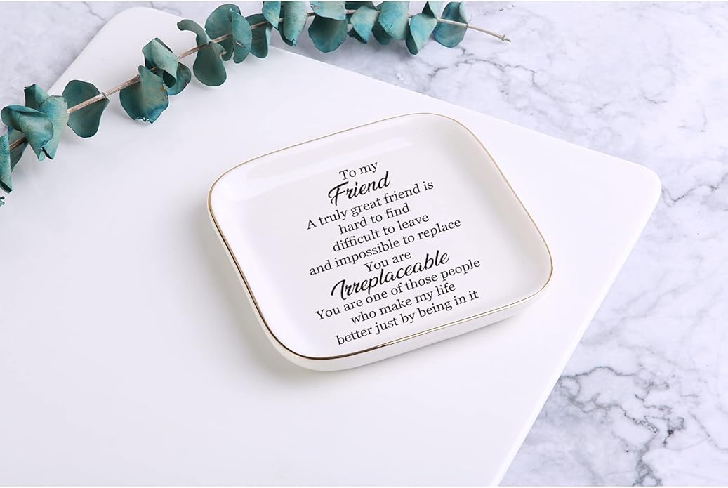 Scwhousi Ring Dish Jewelry Tray for Friend Mom Sister Maid of Honor,Birthday Mother's Day Christmas Gifts