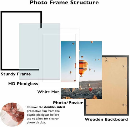 22.375x34 Picture Frame with 20x30 Mat Set of 2, Display Photo 20x30 with Mat or 22.375 x 34 Without Mat, Wall Hanging Large 22.375 by 34 Poster Frame with Plexiglass, 2 Pack, Black