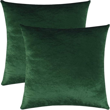 GIGIZAZA Decorative Throw Pillow Covers 16x16,Set of 2 Forest Green Square Couch Pillow Covers,Velvet Sofa Boho Cushion Pillows