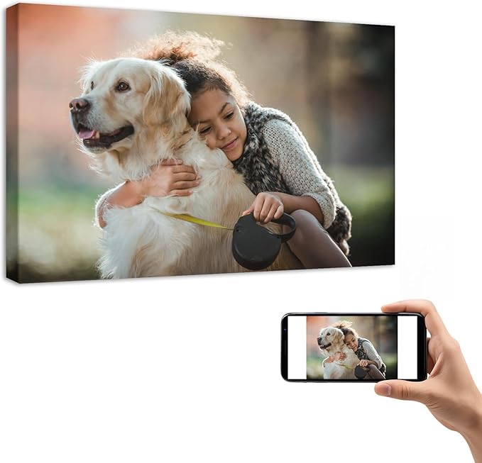 YYYYHPP Canvas Prints with Your Photos, Personalized Photo to Canvas Wall Art,Canvas Printing for Wedding, Family, Baby, Pets, Home Office Decor, Wrapped Frame 24"x16"