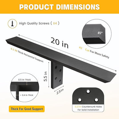 Hidden Countertop Support Bracket 20 Inch 2 Pack Heavy Duty Granite Support Bracket for Kitchen Island Bar Top Countertop