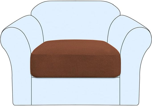H.VERSAILTEX Stretch Couch Cushion Covers Individual Seat Sofa Chair Slipcovers Cushion Protector Cover Featuring Jacquard Textured Twill Fabric(1 Cushion Chair Cover, Caramel)