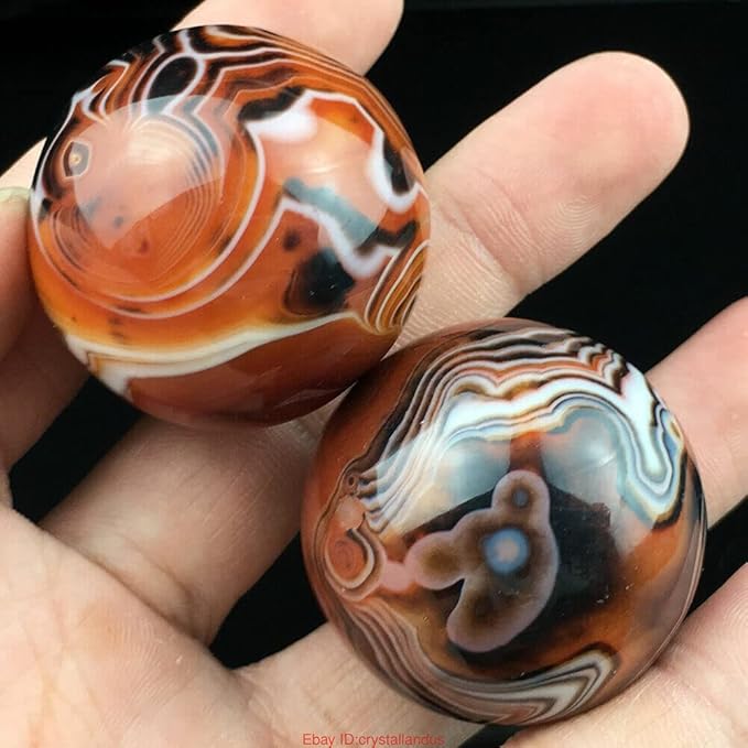 4pcs Natural Silk Agate Banded Ball Quartz Crystal Sphere Tumbled Gems Stone Dia.35MM(1.38inch)