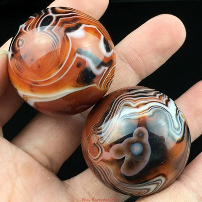 4pcs Natural Silk Agate Banded Ball Quartz Crystal Sphere Tumbled Gems Stone Dia.35MM(1.38inch)