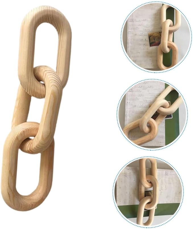 STOBOK Minimalist Decor Wooden Chain Link Decor Wood Knot Decoration Home Wall Decorations